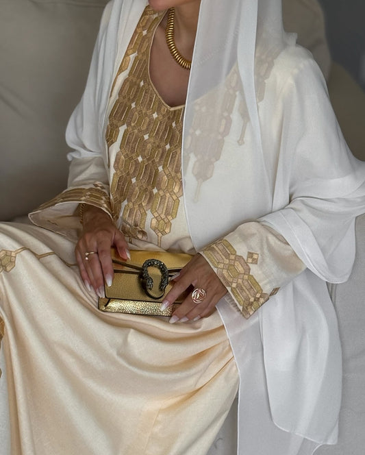 Embroidered Beige Gold Makhwir